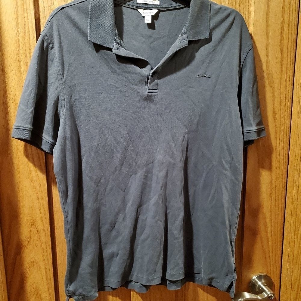 Calvin Klein Liquid Cotton Gray Polo Shirt